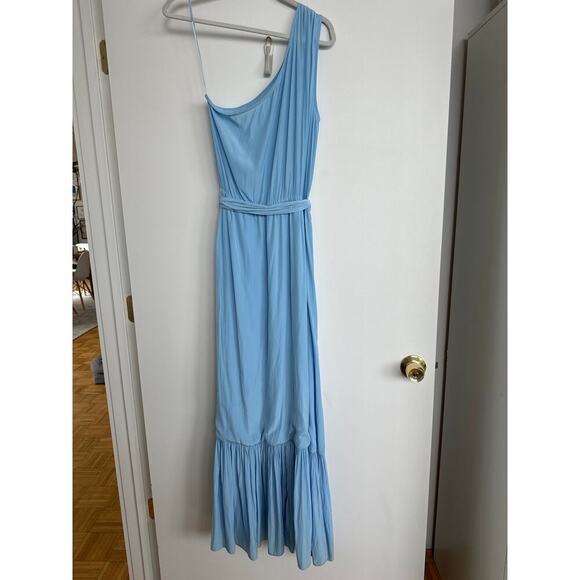 Ramy Brook Nicola One-Shoulder Tiered Ruffle Maxi Dress, Misty Blue, Medium, EUC - Picture 4 of 8